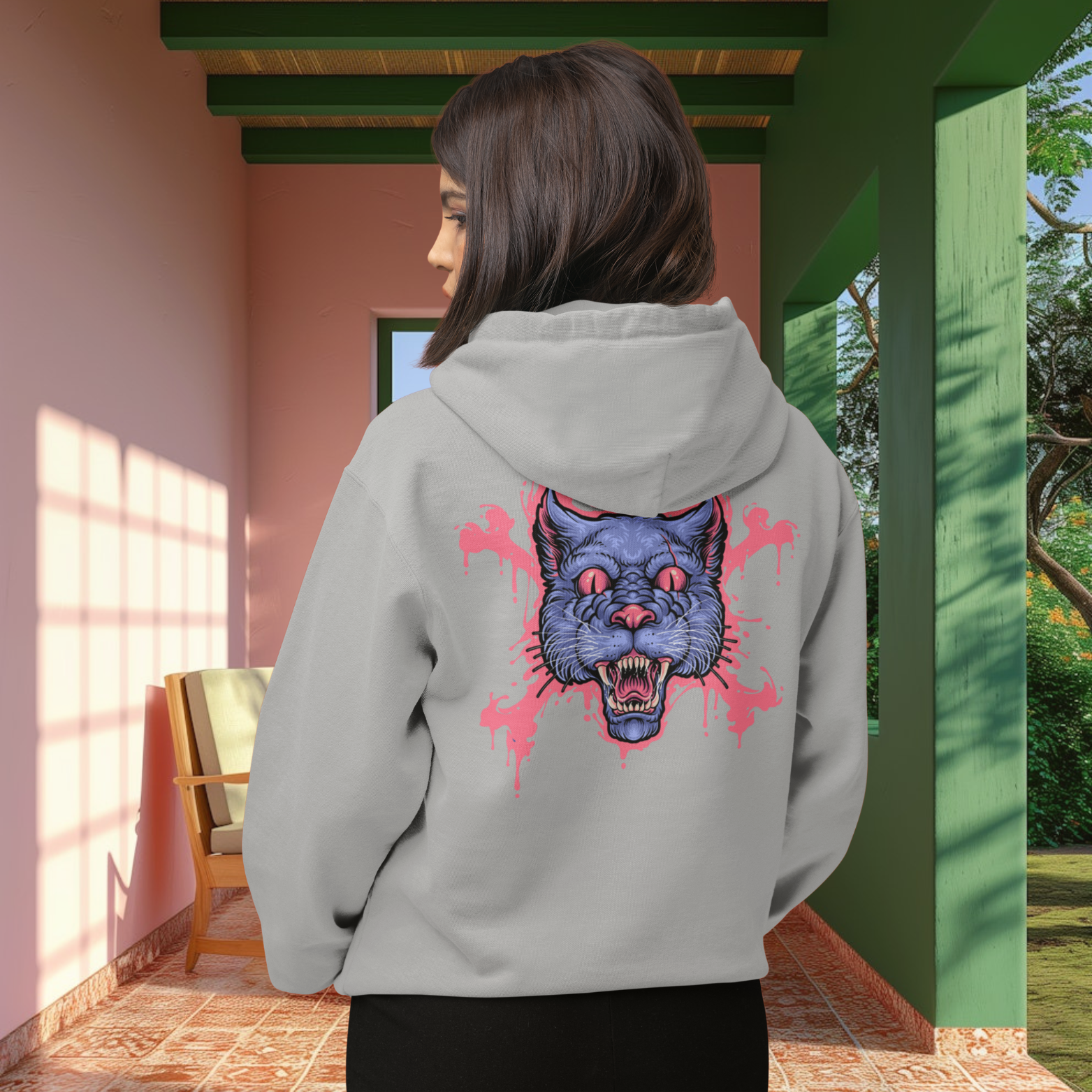 Women classic fit graphic back printed streetwear Hoodie - Image 5