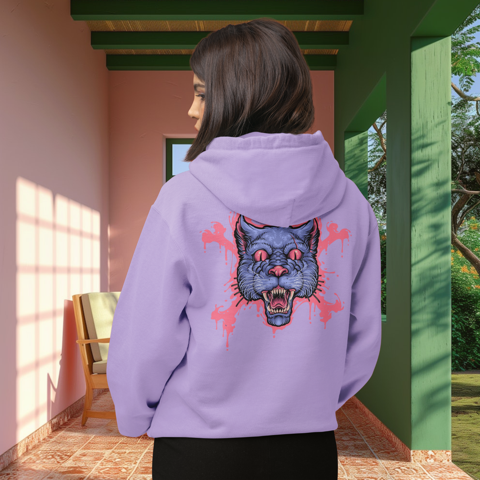 Women classic fit graphic back printed streetwear Hoodie - Image 2