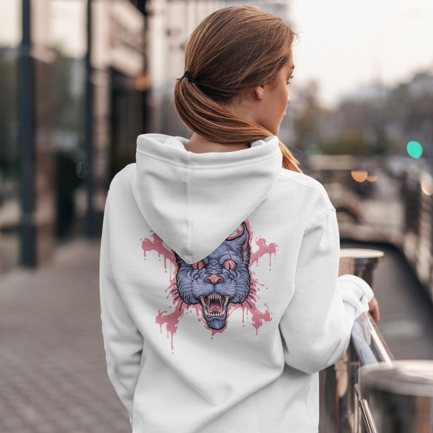 Women classic fit graphic back printed streetwear Hoodie - Image 4