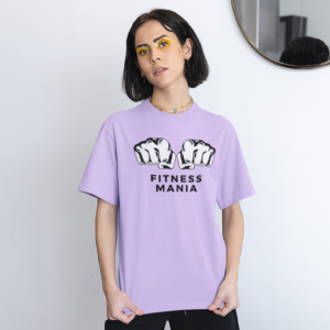 Women gym wear printed round neck oversized t-shirt
