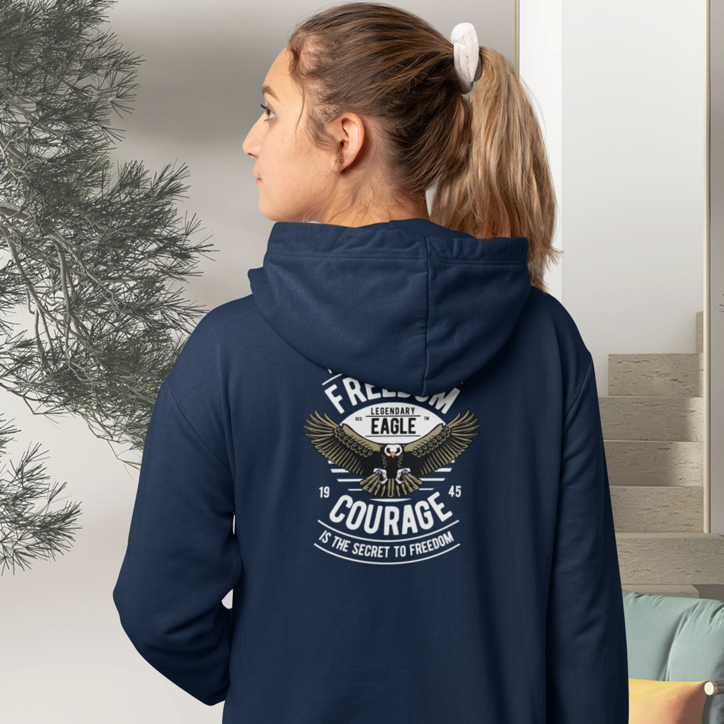 Full Zip classic fit streetwear back print Hoodie for women - Image 2