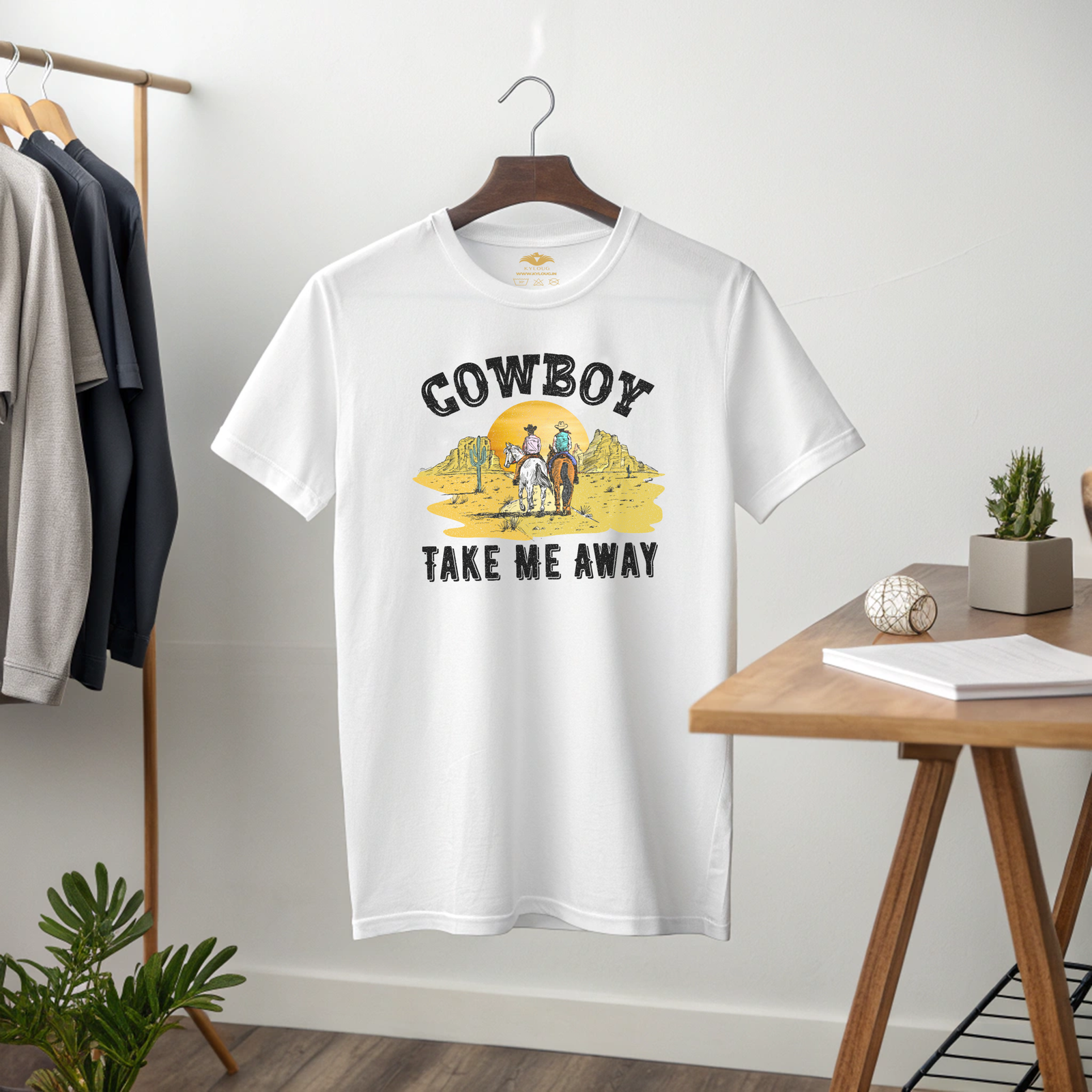 Cowboy printed round neck t-shirt for Women - Image 21