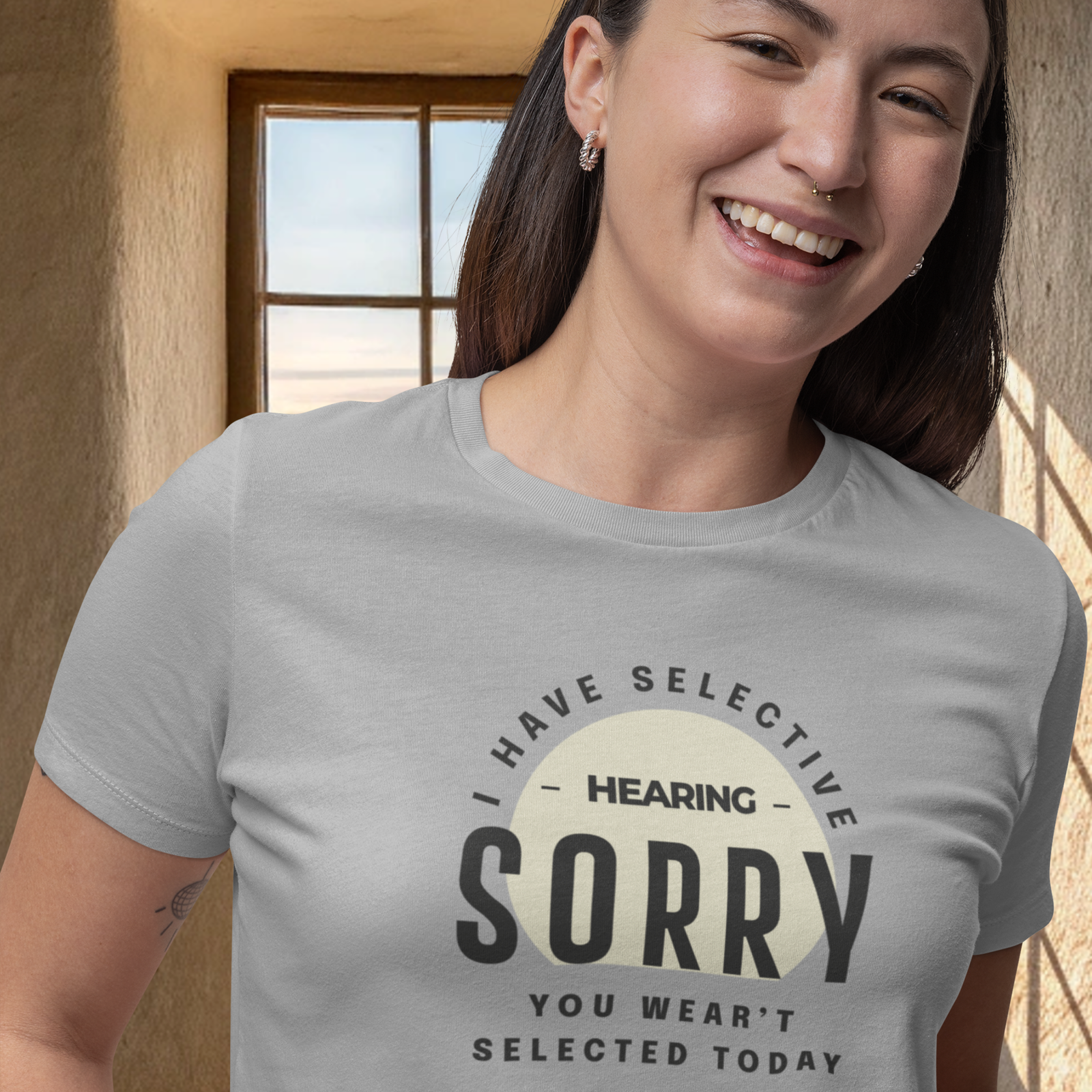 Humor text printed round neck half sleeve t shirt for Women - Image 3