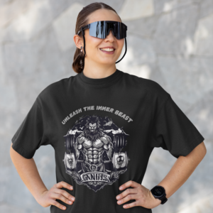 Women gym wear deadlifting graphic printed round neck oversized t-shirt
