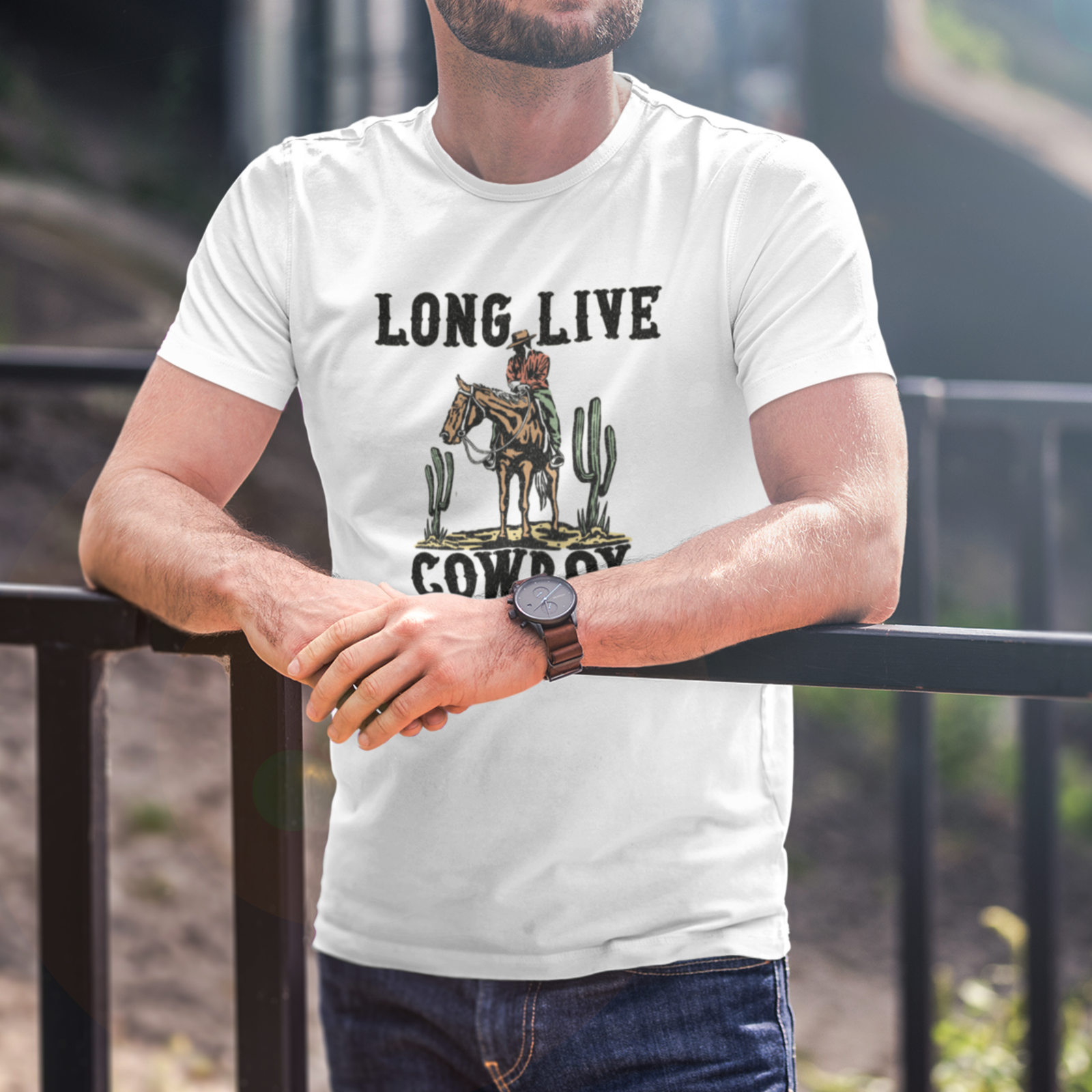 Men cow boy printed half sleeve round neck T-Shirt - Image 3