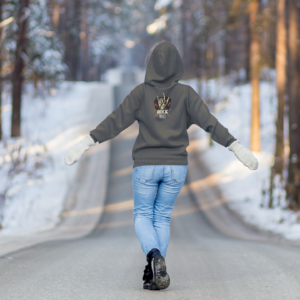 Full zip classic fit streetwear back print Hoodie for Women