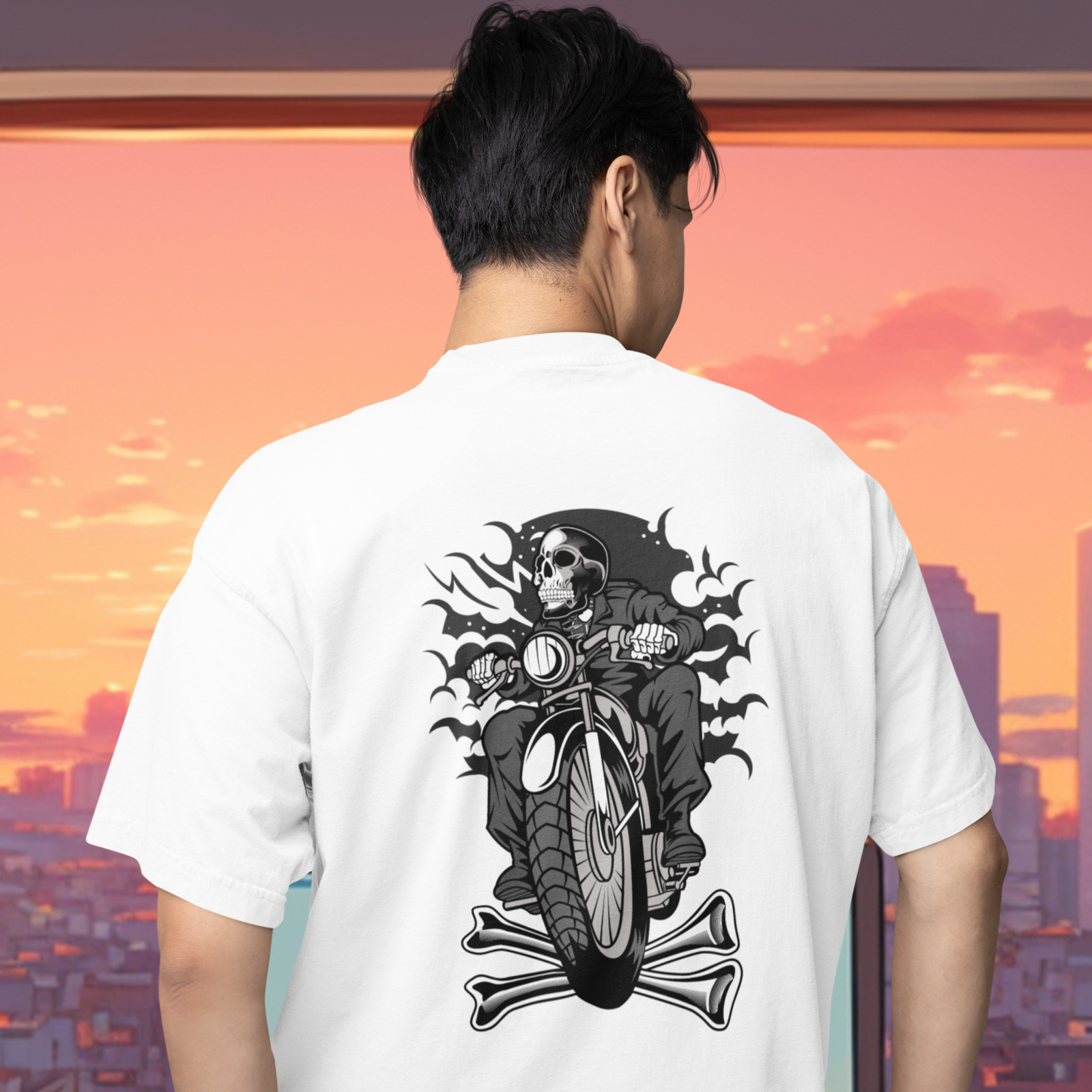 Men Oversized Black Streetwear T-Shirt with Bold Back Print - Image 2