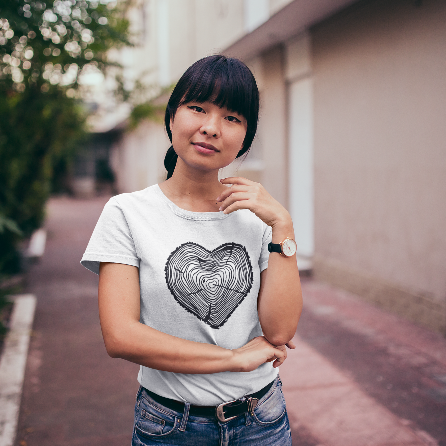 Women tree heart round neck printed T-Shirt - Image 7