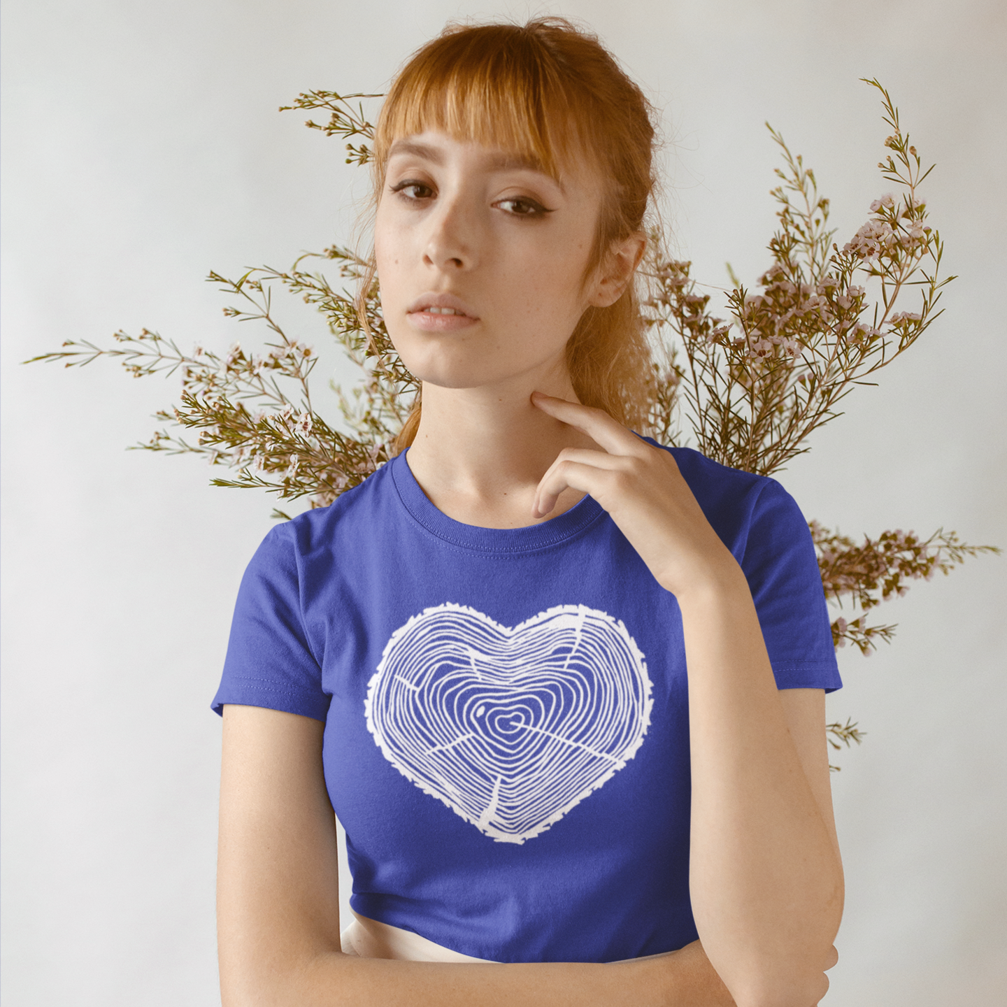 Women tree heart round neck printed T-Shirt - Image 3