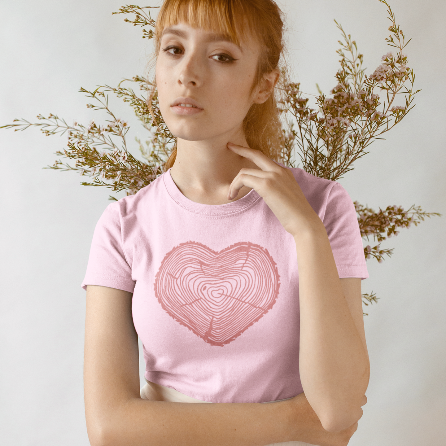 Women tree heart round neck printed T-Shirt - Image 4