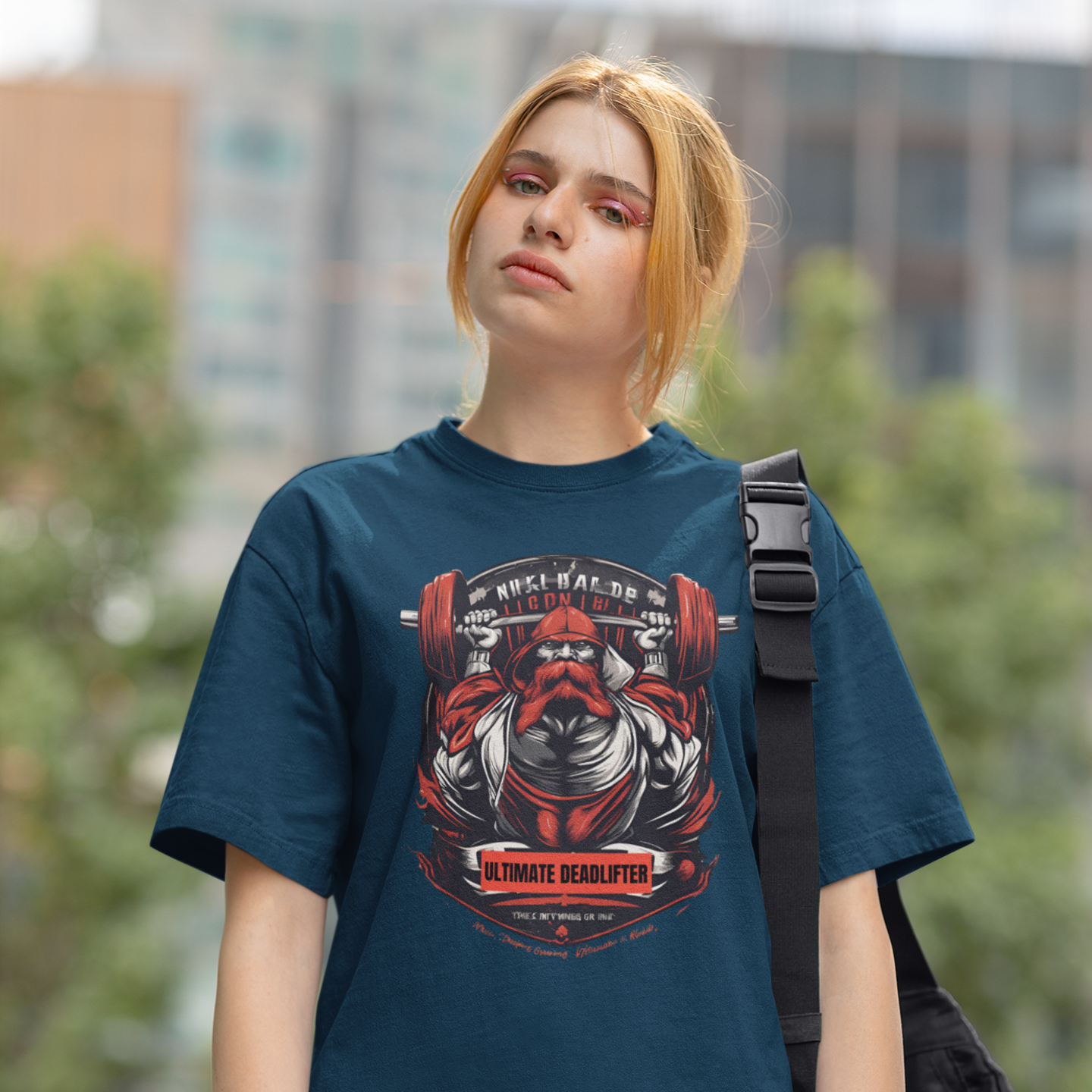 Women gym wear deadlifting graphic printed round neck oversized t-shirt - Image 4