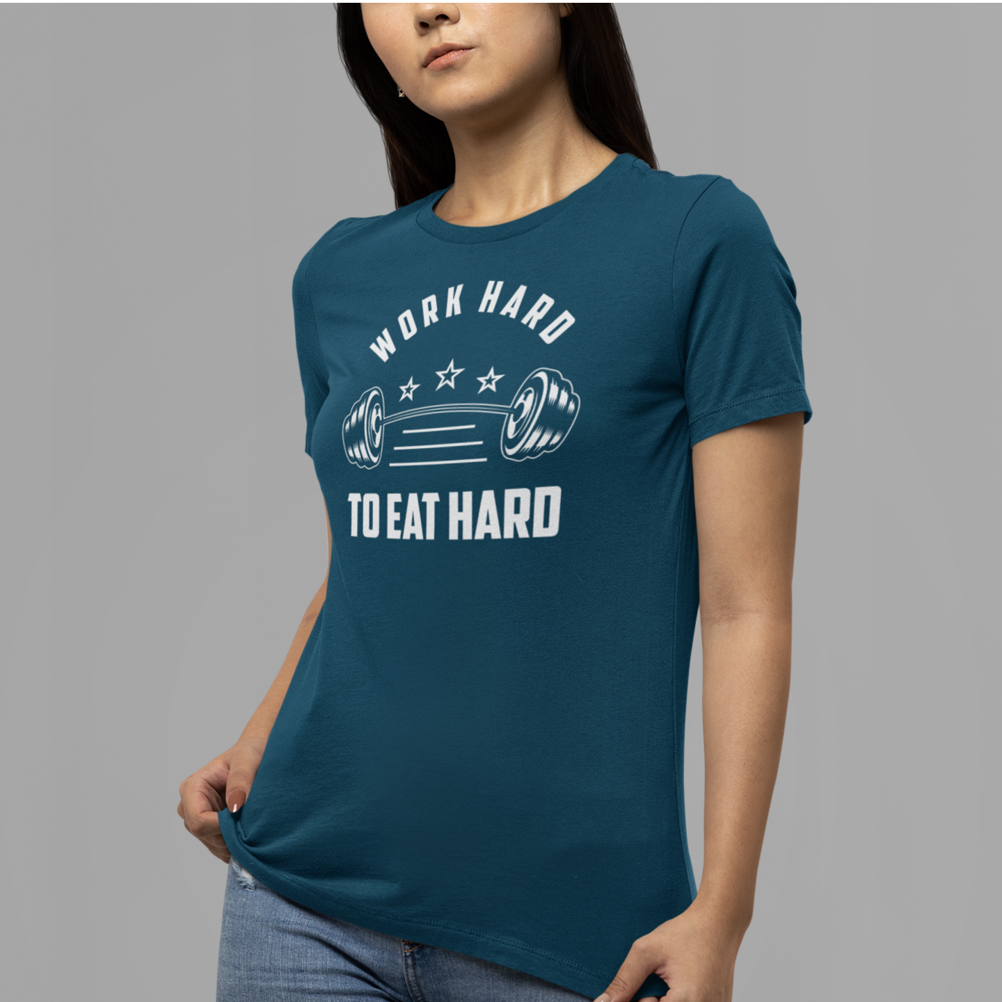 Motivational text printed Crew Neck T-Shirt for Women - Image 5