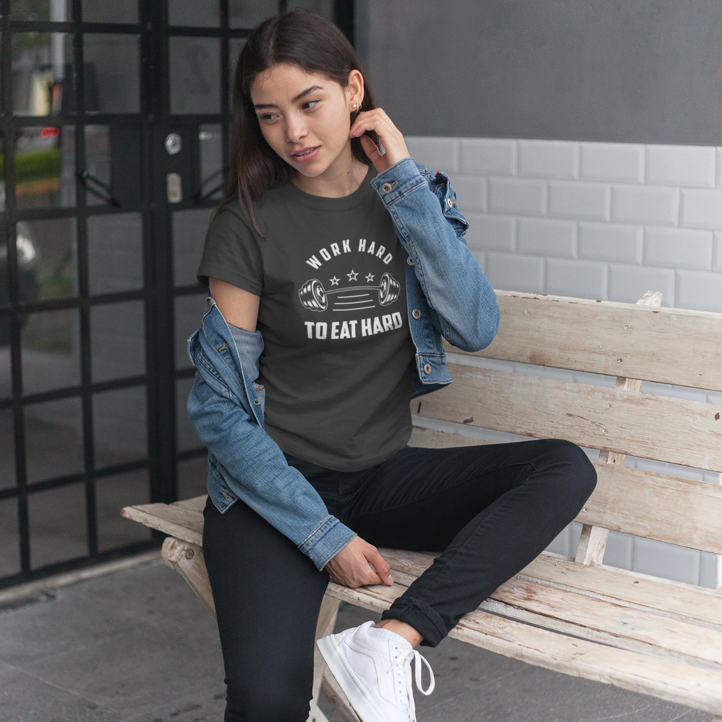 Motivational text printed Crew Neck T-Shirt for Women - Image 3