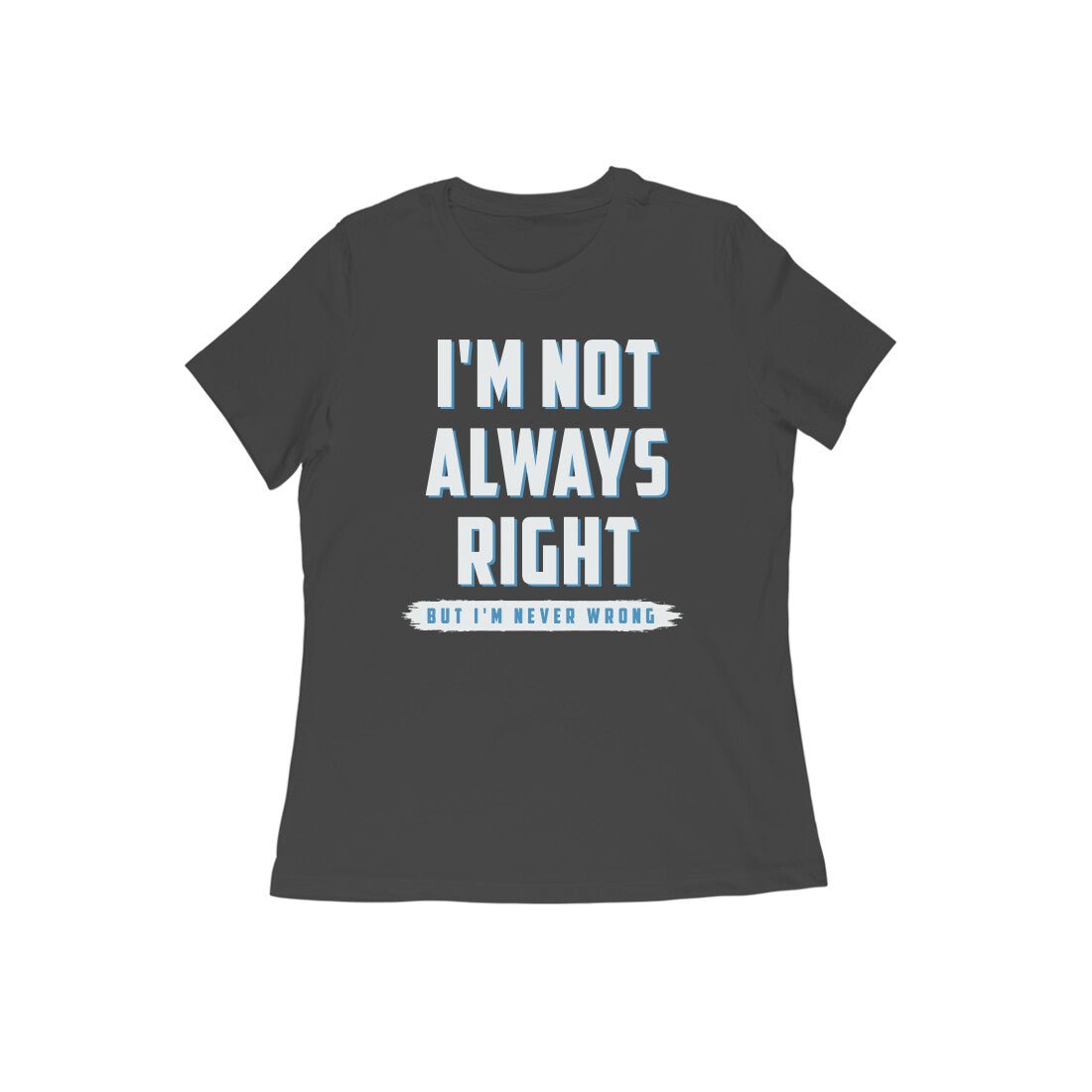 Navy Blue Humorous Text Printed Round Neck T-Shirt for Women - Image 6
