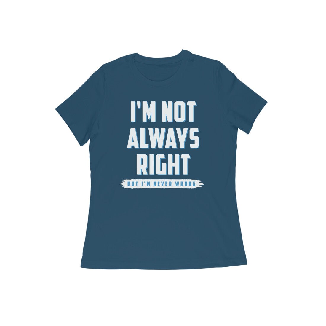 Navy Blue Humorous Text Printed Round Neck T-Shirt for Women - Image 11